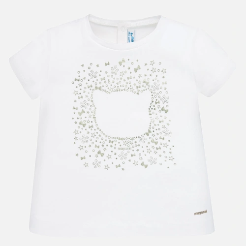 MAYORAL dívčí triko s krátkým rukávem - bílé - 92 cm