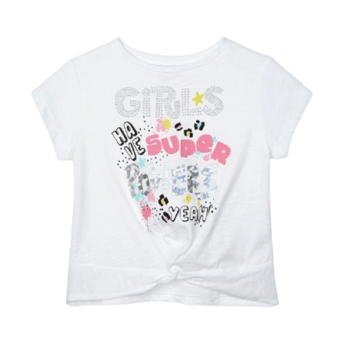 MAYORAL dívčí tričko KR s barevnými nápisy, bílá