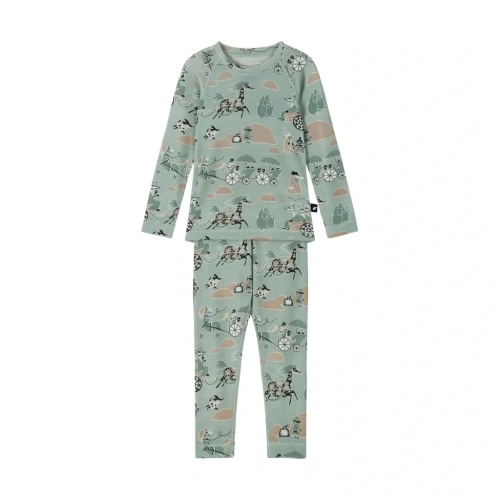 REIMA dětský set funkčního prádla Moomin Trivsam airy green