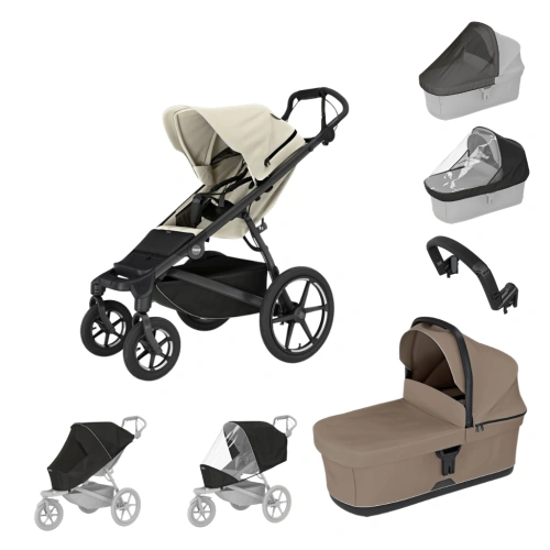 THULE Urban Glide 4-wheel Soft beige + korba + pláštěnka + moskytiéra + madlo + pláštěnka a moskytiéra na korbu