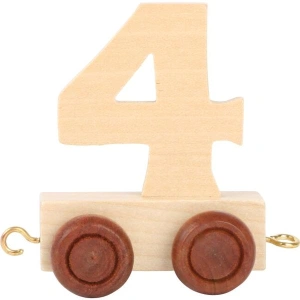SMALL FOOT Vagónek dřevěné vláčkodráhy - přírodní číslice - číslo 4