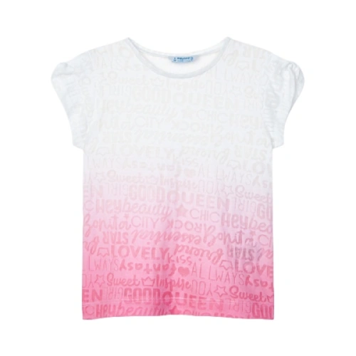 MAYORAL dívčí tričko KR s barevným přechodem bílá/růžová