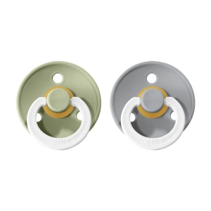 BIBS Colour dudlík z přírodního kaučuku 2 ks Sage noční / Cloud noční - velikost 2 (6-18m.)