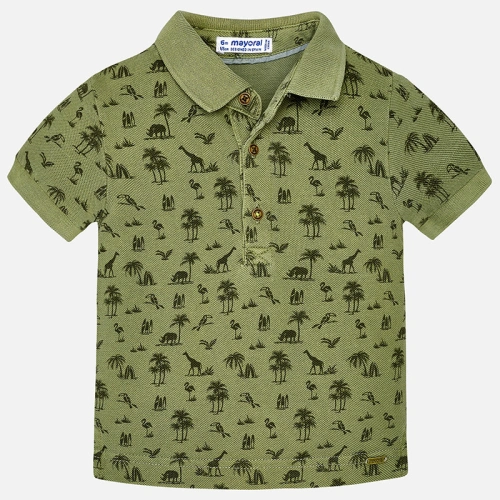 MAYORAL chlapecké tričko s límečkem a knoflíčky - zelené