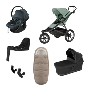 THULE Urban Glide 3 Mist Green magnetická spona + korba Black + autosedačka Maple + báze Alfi + fusak Elements M/L + adaptér MC (68)