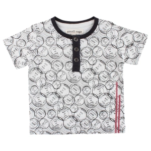 SMALL RAGS chlapecké tričko KR razítka bílá, černá - 122 cm