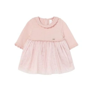 MAYORAL dívčí šaty pletenina s tylovou sukní, růžová - 80 cm