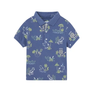 MAYORAL chlapecké bavlněné polo tričko KR s potiskem Divočina modrá vel. 98 cm