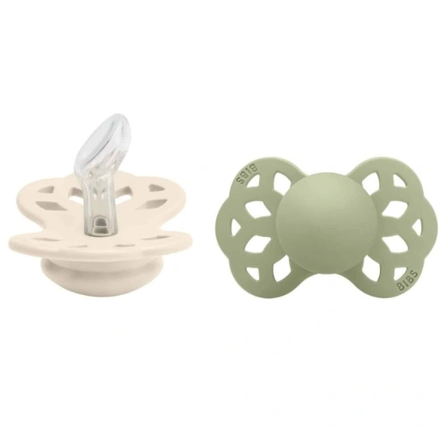 BIBS Infinity anatomické dudlíky ze silikonu 2ks Ivory/Sage - velikost 1 (0-6m.)