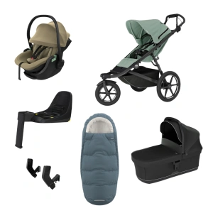 THULE Urban Glide 3 Mist Green magnetická spona + korba Black + autosedačka Maple + báze Alfi + fusak Elements M/L + adaptér MC (79)
