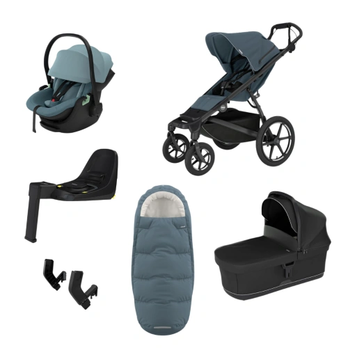 THULE Urban Glide 4-wheel Dark Slate magnetická spona + korba Black + autosedačka Maple + báze Alfi + fusak Elements M/L + adaptér MC