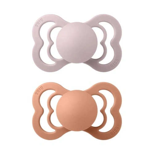 BIBS Supreme dudlíky z latexu 2 ks Pink Plum / Peach - velikost 2 (6+m.)