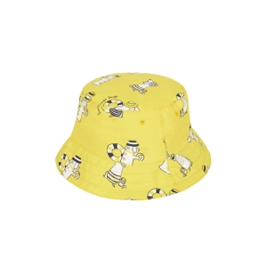 MAYORAL chlapecký klobouček oboustranný s potiskem žlutá vel. 44 cm