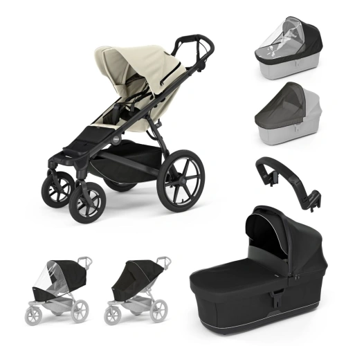 THULE Urban Glide 4-wheel Soft beige + korba + pláštěnka + moskytiéra + madlo + pláštěnka a moskytiéra na korbu