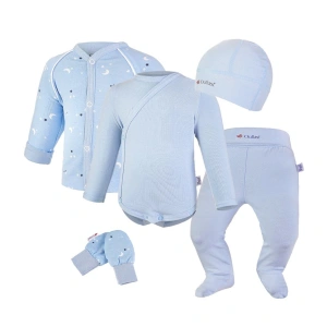 LITTLE ANGEL novorozenecká sada BIO Outlast® sv. modrá hvězdičky/sv. modrá vel. 56 cm