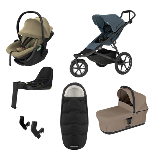 THULE Urban Glide 3 Dark Slate magnetická spona + korba Tinted Taupe + autosedačka Maple + báze Alfi + fusak Elements M/L + adaptér MC