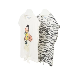 MAYORAL Dívčí set tričko KR 2ks Zebra bílá/černá - 152 cm