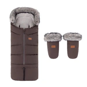 PETITE&MARS set zimní fusak Arctic 4v1 + rukavice na kočárek Fjora Rich Brown