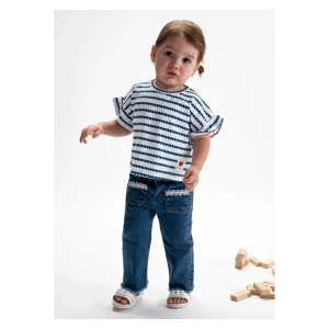 MAYORAL dívčí rifle s krajkou modrá (3)