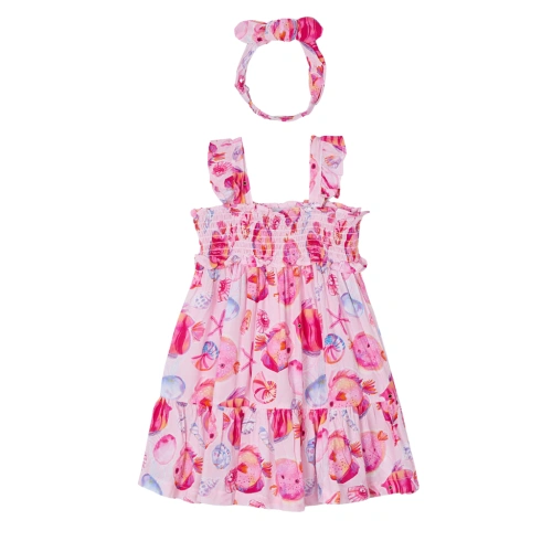 MAYORAL dívčí letní šaty s čelenkou růžová