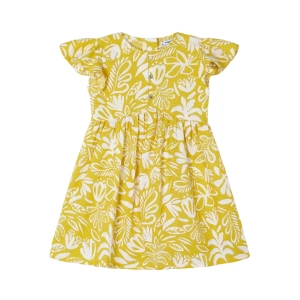 MAYORAL dívčí šaty Tropic KR žlutá vel. 122 cm