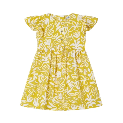 MAYORAL dívčí šaty Tropic KR žlutá