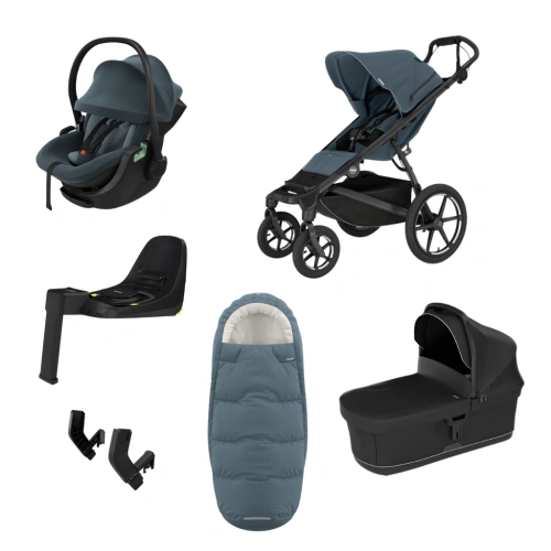 THULE Urban Glide 4-wheel Dark Slate magnetická spona + korba Black + autosedačka Maple + báze Alfi + fusak Elements M/L + adaptér MC