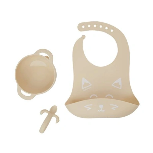 BABYMOOV Silikonová miska s přísavkou, lžičkou a bryndáčkem FIRST´ISY KIT