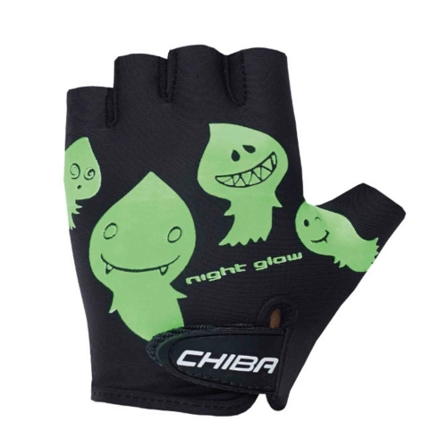 CHIBA dětské cyklistické rukavice Cool Kids Ghost černá, zelená