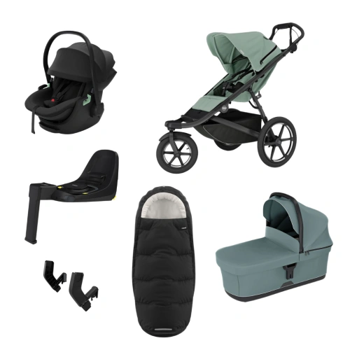 THULE Urban Glide 3 Mist Green magnetická spona + korba Mid Blue + autosedačka Maple + báze Alfi + fusak Elements M/L + adaptér MC
