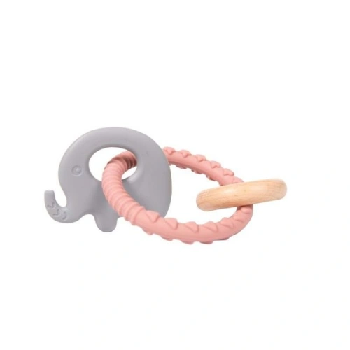 BO JUNGLE Kousátko B-Rattle Rings Elephant Pink