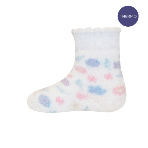 EWERS dětské ponožky termo květinky béžová