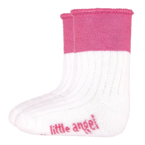 LITTLE ANGEL ponožky froté Outlast® bílá/růžová