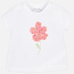 MAYORAL dívčí tričko KR s aplikací květ bílá - 80 cm