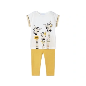 MAYORAL dívčí set tričko a 3/4 legíny Zebra KR žlutá vel. 104 cm