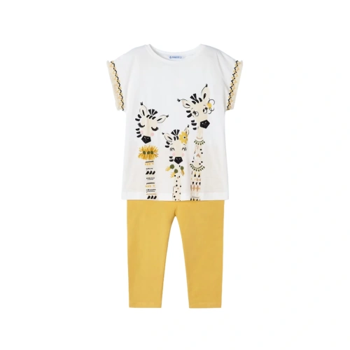 MAYORAL dívčí set tričko a 3/4 legíny Zebra KR žlutá