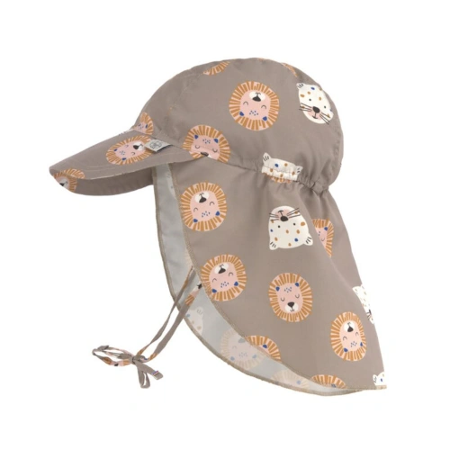 LÄSSIG klobouček Sun Protection Flap Hat wild cats choco