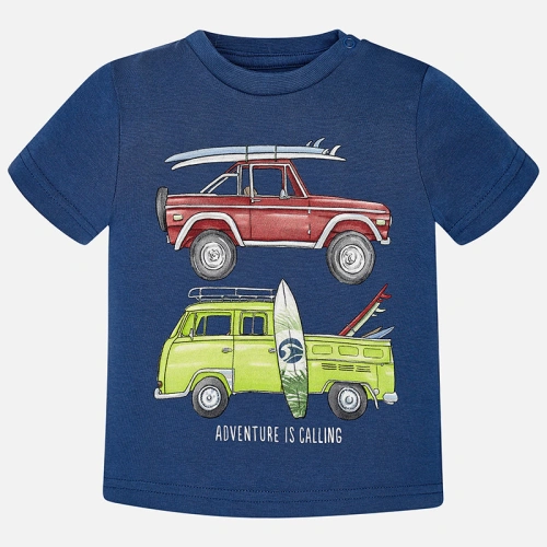 MAYORAL chlapecké tričko s krátkým rukávem a potiskem Auta - modré - 80 cm