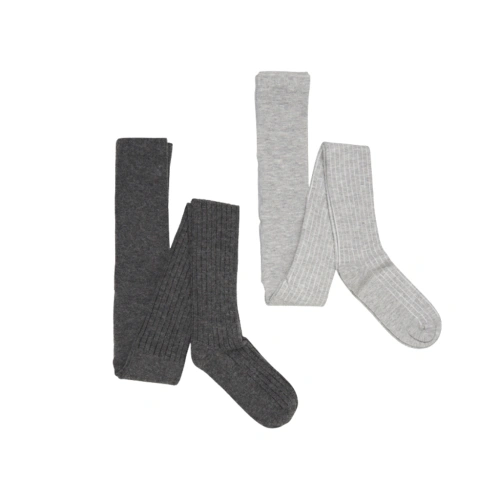 MINYMO vlněné punčocháče žebrované 2ks Grey Melange