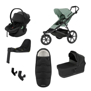 THULE Urban Glide 3 Mist Green magnetická spona + korba Black + autosedačka Maple + báze Alfi + fusak Elements M/L + adaptér MC