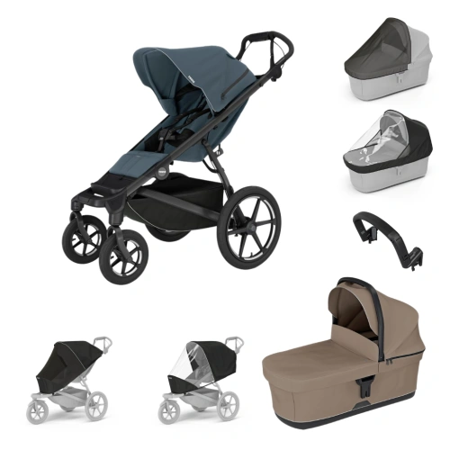 THULE Urban Glide 4-wheel Dark Slate + korba + pláštěnka + moskytiéra + madlo + pláštěnka a moskytiéra na korbu