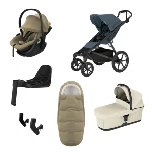 THULE Urban Glide 4-wheel Dark Slate magnetická spona + korba Soft Beige + autosedačka Maple + báze Alfi + fusak Elements M/L + adaptér MC (71)