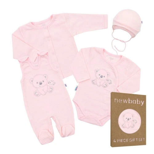 NEW BABY Kojenecká soupravička do porodnice Sweet Bear růžová - 56 cm