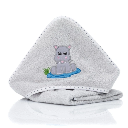 Fillikid Osuška s kapucí hippo grey 75x75 cm
