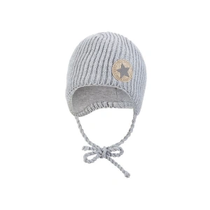 LITTLE ANGEL Čepice pletená zavazovací žebro Outlast ® - sv.šedá vel. 1 | 36-38 cm