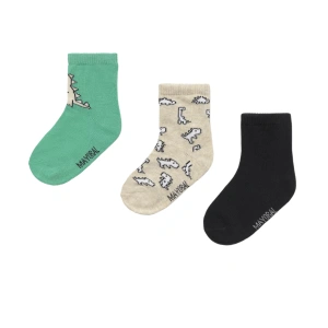 MAYORAL dětské ponožky 3 ks dino béžová, zelená EU 16-18, vel. 68 cm