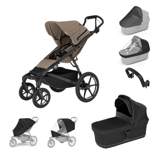 THULE Urban Glide 4-wheel Tinted Taupe + korba + pláštěnka + moskytiéra + madlo + pláštěnka a moskytiéra na korbu