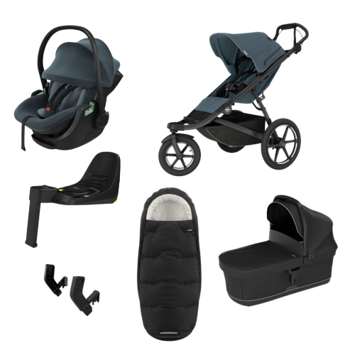 THULE Urban Glide 3 Dark Slate magnetická spona + korba Black + autosedačka Maple + báze Alfi + fusak Elements M/L + adaptér MC