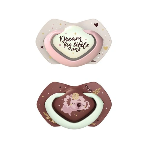 CANPOL BABIES Set symetrických silikonových dudlíků Light touch 0-6m SLEEPY KOALA růžový