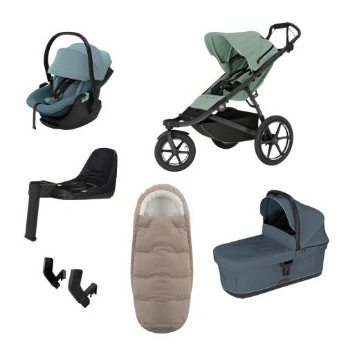 THULE Urban Glide 3 Mist Green magnetická spona + korba Dark Slate + autosedačka Maple + báze Alfi + fusak Elements M/L + adaptér MC